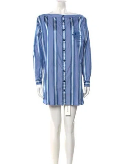 Pre-owned Etro Bateau Neckline Mini Dress In Blue