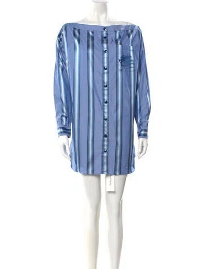Pre-owned Etro Bateau Neckline Mini Dress In Blue