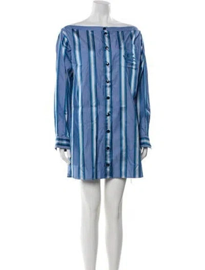 Pre-owned Etro Bateau Neckline Mini Dress In Blue