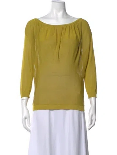 Pre-owned Etro Bateau Neckline Three-quarter Sleeve Top In Green
