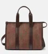 Etro Bauletto Large Paisley Canvas Tote Bag In Brown