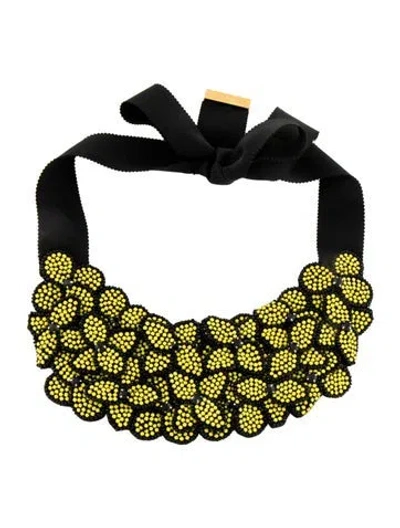 Pre-owned Etro Bead & Ribbon Bib Collar Necklace, 38.5" In Multicolor