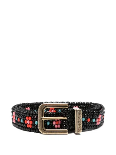 Etro Beaded Buckle Belt In Black