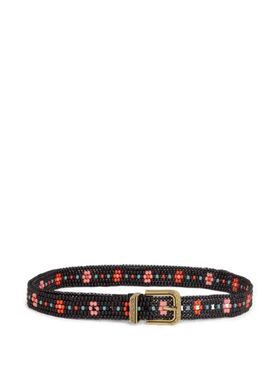 Etro Beaded Floral Belt In Black