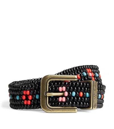Etro Beaded Floral Belt In Black