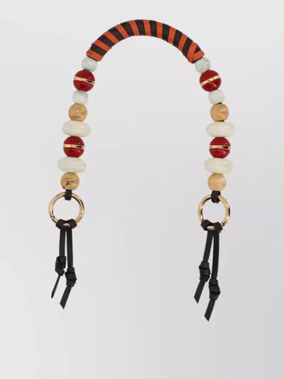 Etro Beaded Handle Gold Rings Leather Straps In Multi