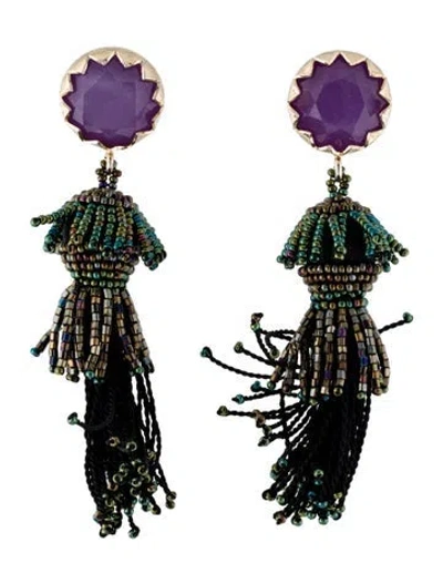 Pre-owned Etro Beaded Tassel Earrings In Multi