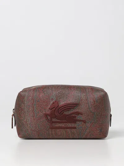 Etro Beauty Case In Coated Cotton With Embroidered Logo In Red
