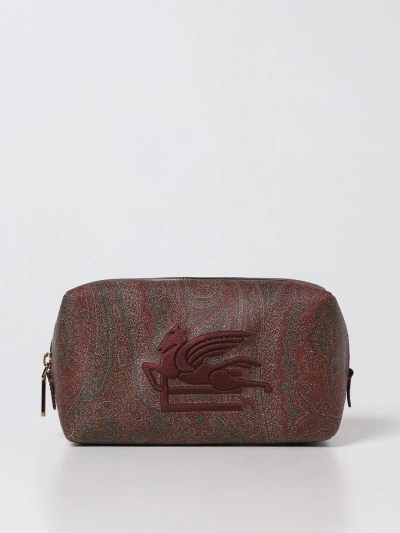 Etro Beauty Case In Coated Cotton With Logo In Red