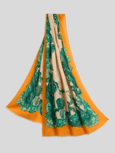 Etro Bedruckter Schal Aus Baumwolle Und Modal In Orange