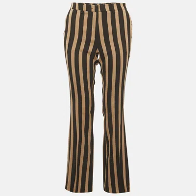 Pre-owned Etro Beige & Black Striped Knit Pants M