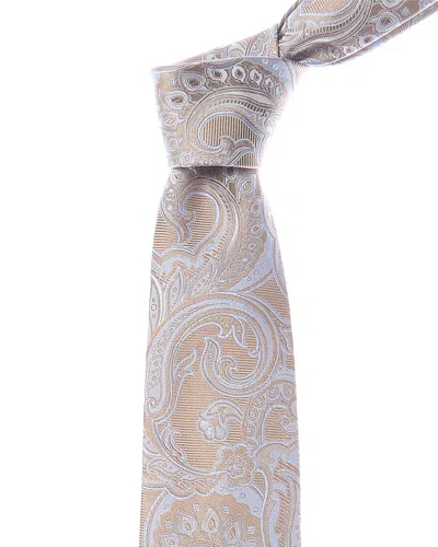 Etro Beige & Blue Paisley Silk Tie In Multi
