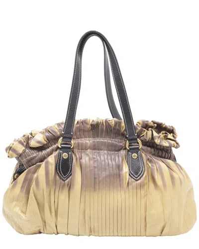 Pre-owned Etro Beige & Brown Leather Pleated Ombre Shoulder Bag (authentic Pre-loved) In White