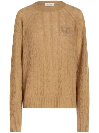 ETRO ETRO BEIGE CABLE KNIT CASHMERE SWEATER