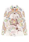 Etro Floral Paisley Print Button-up Silk Shirt In Neutrals
