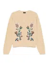 Etro Beige Wool Sweater With Embroidery In Brown