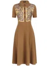 Etro Beige Midi Dress With Button-down Front In Brown