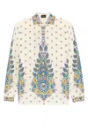 Etro Ivory Paisley Print Silk Twill Shirt In Neutrals