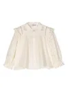 ETRO BEIGE PINSTRIPE BLOUSE WITH RUFFLES AND EMBROIDERY