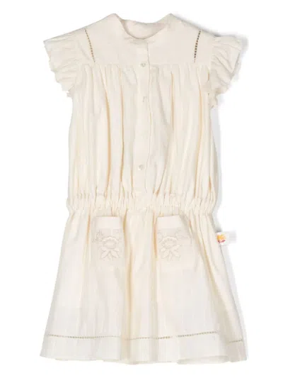 Etro Kids' Floral-embroidered Dress In Neutrals