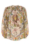 Etro Pleated Paisley Print Cotton Shirt In Beige