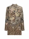 Etro Multicolor Shirt With Classic Collar And All-over Floral Animalier Silk In Multi