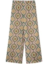 Etro Wide-leg Trousers With Floral-geometry Pattern In Brown