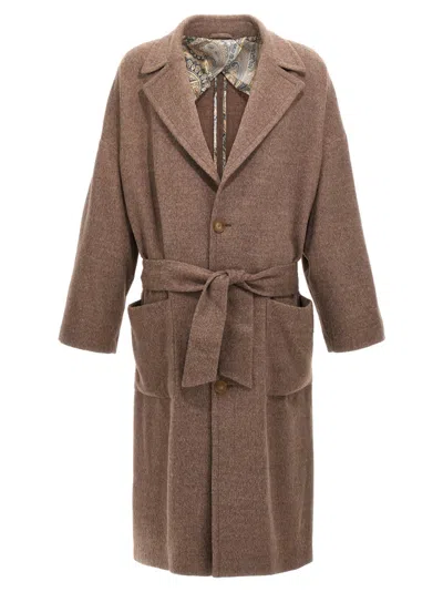 ETRO BEIGE SINGLE-BREASTED COAT