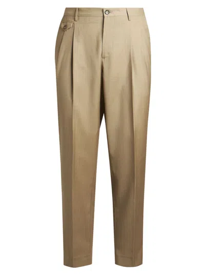 Etro Trousers Wool Pleated Front In Green
