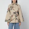 Etro Beige Trench-cape With Floral Print Women In Multi