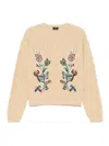Etro Beige Wool Sweater With Embroidery In Nude
