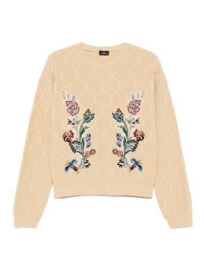 ETRO BEIGE WOOL-CASHMERE BLEND SWEATER