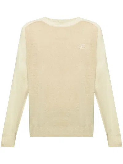 Etro Logo Embroidered Crewneck Knitted Jumper In Beige