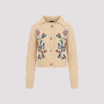 Etro Beige Wool Knitwear Cardigan In Neutral