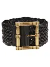 Etro Woven Calf Leather Belt With Gold-tone Buckle