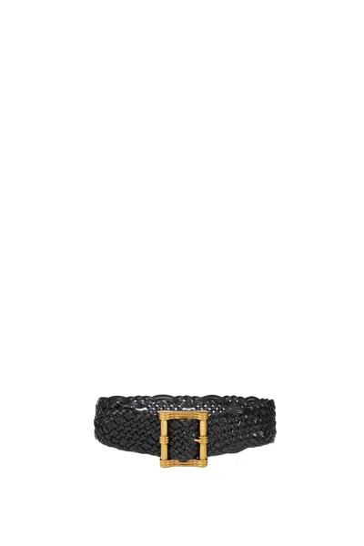 Etro Braided Leather Belt In Black