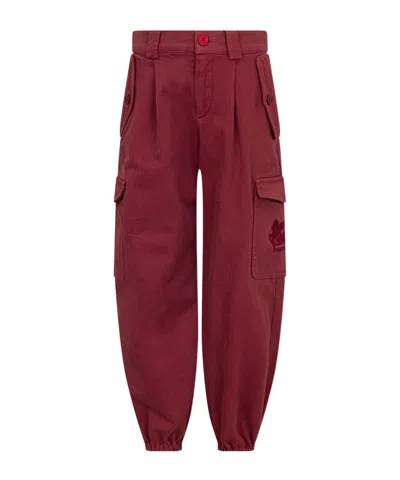 Etro Belt Loop Casual Pants In Burgundy