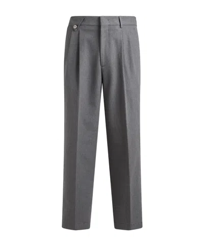 Etro Button Pleated Wool Trousers In Gray