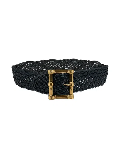 Etro Braided Leather Belt In Black