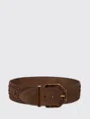 Etro Suede Embroidered Geometric Buckle Belt In Brown