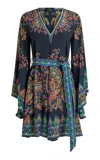 Etro Belted Blouson Mini Dress In Animal Print