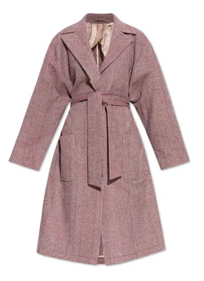 Etro Patched Pocket Oversized Long Coat In Pink