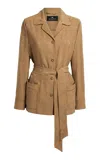 Etro Belted Jacket In Brown