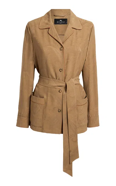 Etro Belted Jacket In Brown