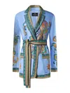 Etro Silk Twill Dressing Gown Jacket Jackets Blue In Blue