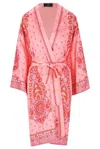 Etro , Jacquard Kesa Robe With Belt, Woman, Pink, Size M In Pink