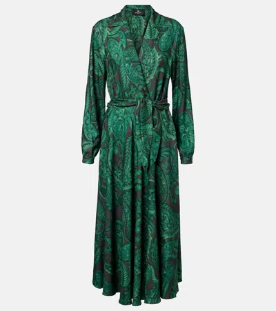 Etro Long-sleeved Dress In Green