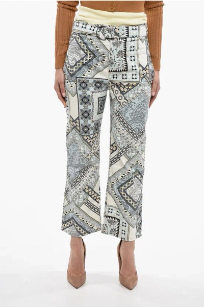 Etro Straight Leg Trousers With Fantasy In Azul Claro