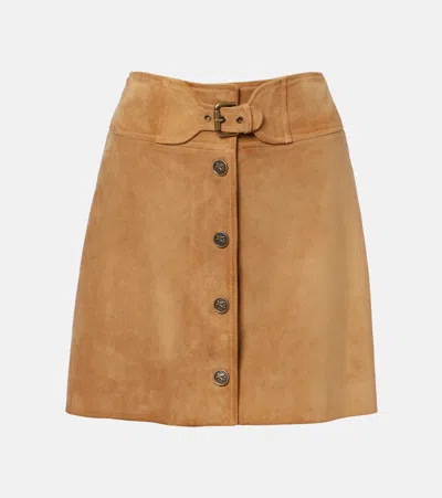 Etro Belted Suede Skirt In Brown