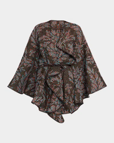 Etro Belted Tweed Cape In Multi